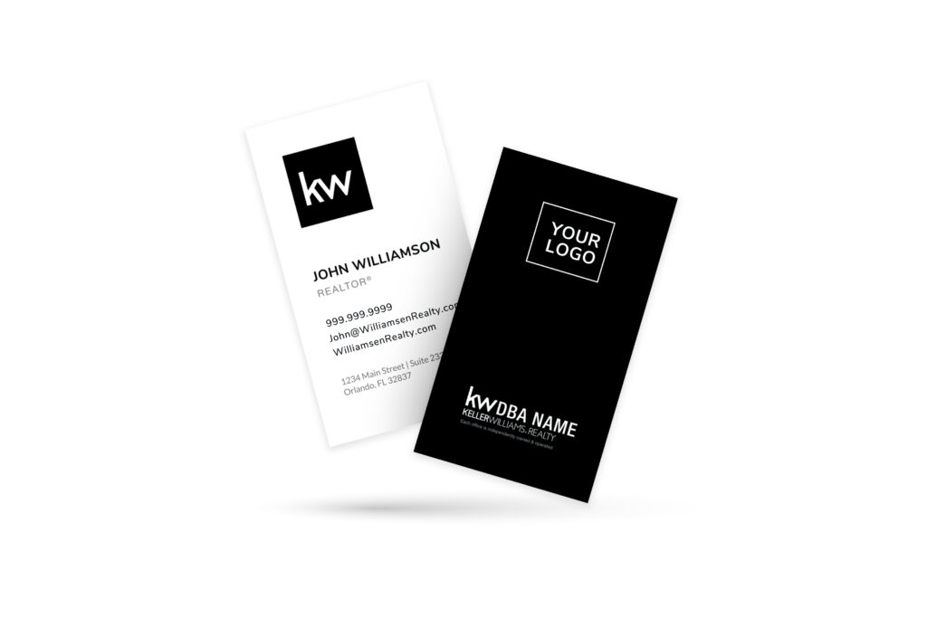 Vertical White/Black w/ Team Logo KW Business Card